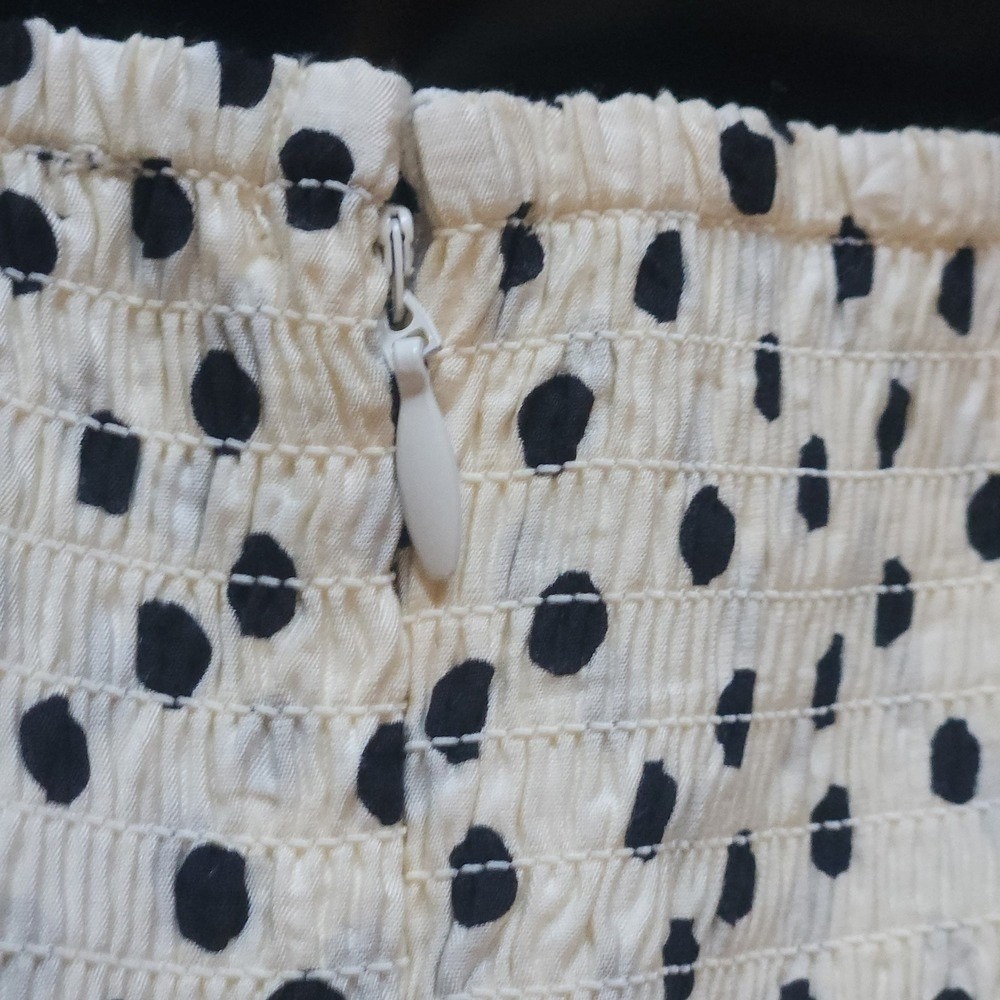 RACHEL ZOE Polka Dot Smocked Midi Dress Women Size 14 Black Cream NWOT $150 - Picture 5 of 5